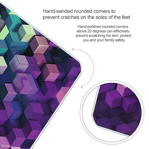 Abstract Color Cubes Purple Scale for Body Weight Safe Rounded Corners Tempered Glass Digital Bathroom Scale LED Display 400lb Capacity Weight Scales with High Precision Sensors
