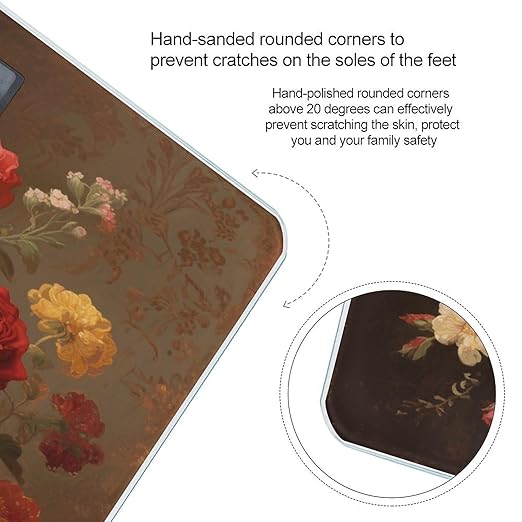 Vintage Floral Bathroom Scale for Body Weight Bathroom Digital Electronic Weighing Scale with Back Lit LED Display Sturdy Tempered Glass Weight Watchers Scales 400lb