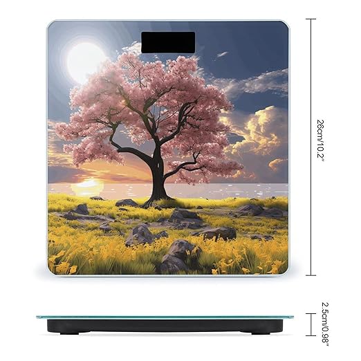 Digital Bathroom Scale for Body Weight Scale with Bright LCD Display High Accuracy Step-On Technology Auto On/Off Flower and Tree Digital Scales 400 Lbs /180kg
