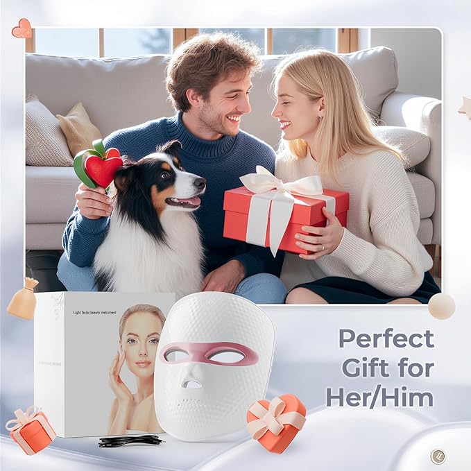 Red Light Therapy for Face-LED Face Mask Light Therapy with 3 Gears2500mAh BatteryInfrared Red Light Therapy Mask for Home Working Travel Yoga Sleep