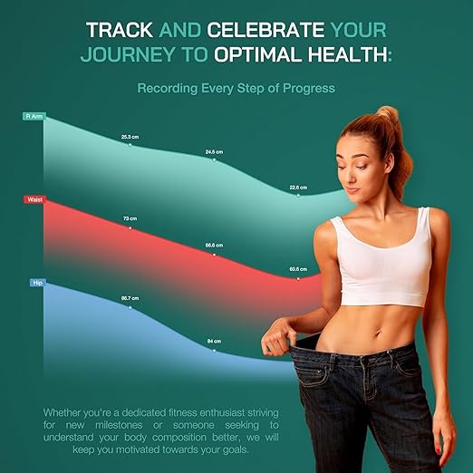 Smart Scale for Body Weight &amp Body Fat with Bluetooth App + Digital Body Measuring Tape – Body Composition Analyzer BMI Muscle Mass Bathroom Weight Scale for Fitness Tracking