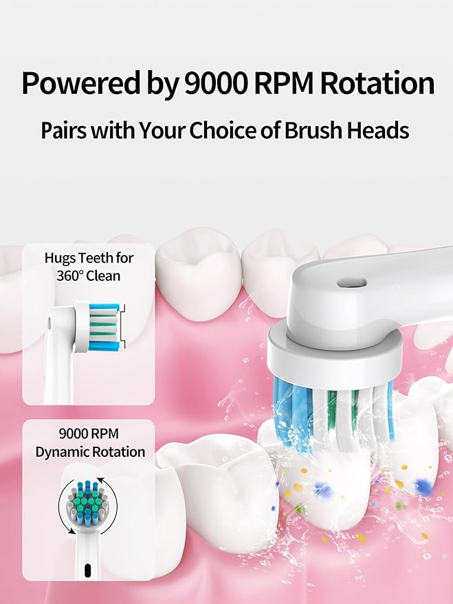 Rotating Electric Toothbrush for Adults with 4 Modes Round Head and USB Charging Base - for Sensitive Gums IPX7 Waterproof (Black)