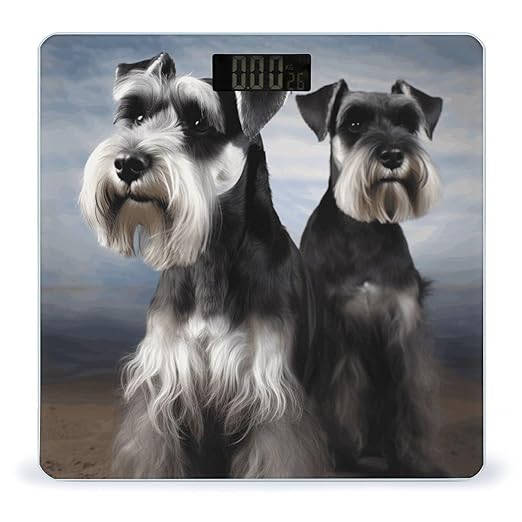 Animal Schnauzer Dog Scale for Body Weight Safe Rounded Corners Tempered Glass Digital Bathroom Scale LED Display 400lb Capacity Weight Scales with High Precision Sensors