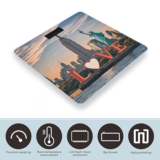 Love from New York Scale for Body Weight Highly Accurate Digital Bathroom Body Scale Digital Bathroom Scales for People Anti-Slip Large LCD Display Smart Scales