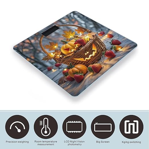 Pumpkin Maple Leaf Lantern Weight Scale Highly Accurate Digital Weighing Scale with Large LCD Display Smart Bathroom Scales for Home Bedrooms and Gift Giving