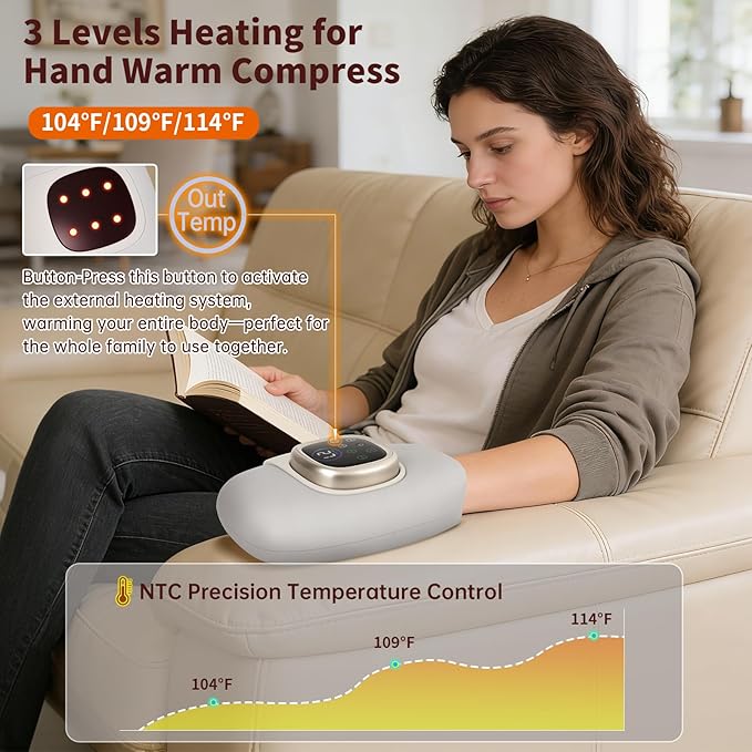 Hand Massager with Heat and Compression for Arthritist Women and MenCordless Electric Hand held Massager for Arthritis and Carpal Tunnel with Touchscreen &amp Palm Roller