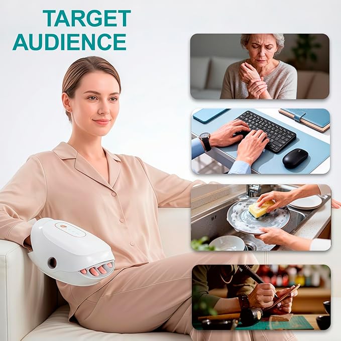 F&ampG Cordless Hand Massager with Heat3 Modes3 IntensityKnuckle Stretching MassageHand Massager for Arthritis and Carpal TunnelOffice RelaxationGifts for Men and Women