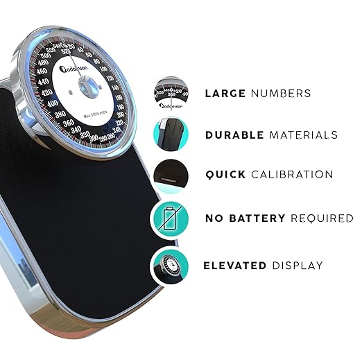 Adamson A28 Bathroom Scales - Up to 550lb Heavy Weight Anti-Skid Rubber Surface Extra Large Numbers - High Precision Weighing Scales for Body Weight - Durable with 20-Year Assurance - New Version