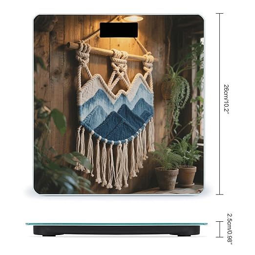 Mountain Dip-Dyed Macrame Weight Scale Large Digital Bathroom Scales with Bright LED Display Non Slip Digital Scale and Step On Fashion Weighing Machine for Body