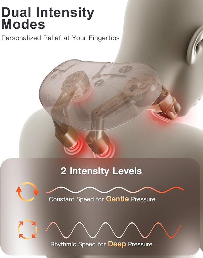 Neck and Shoulder Massager with Heat : Cordless Kneading Neck Massager for Pain Relief Deep Tissue - 3 Modes 2 Intensity &amp 2 Heat Settings Hands-Free Daily Comfort for Office and Home Use