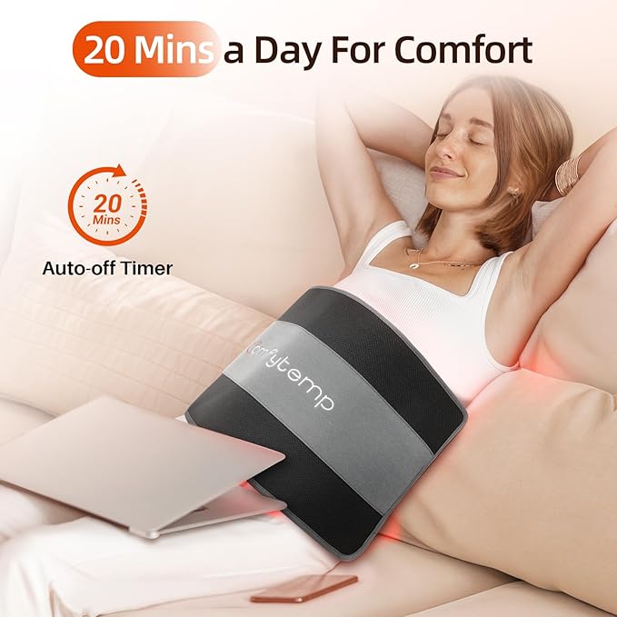 Comfytemp 24’’ x 12’’ Red Light Therapy Pad for Body Wearable Near Infrared Light Therapy Wrap with Timer 242 LEDs Large Light Pad for Back Joint Muscle 660nm &amp 850nm 32W