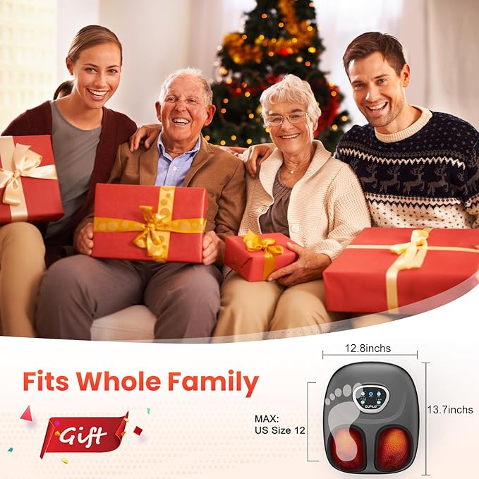 Foot Massager with Heat FSA Eligible HSA Shiatsu Foot Massager Machine for Plantar Fasciitis Adjustable Vibration &amp Pressure for Neuropathy Pain Women Men Gifts Fits Up to 12(Gray)