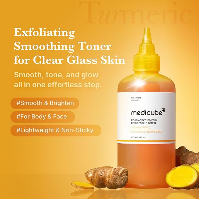 medicube Kojic Acid Body Wash &amp Tone Duo: Kojc Acid Turmeric Brightening Body Wash and Smothing Toner for Face &amp Body | Shower 2 Step Routine for Clearer Brighter Body Skin