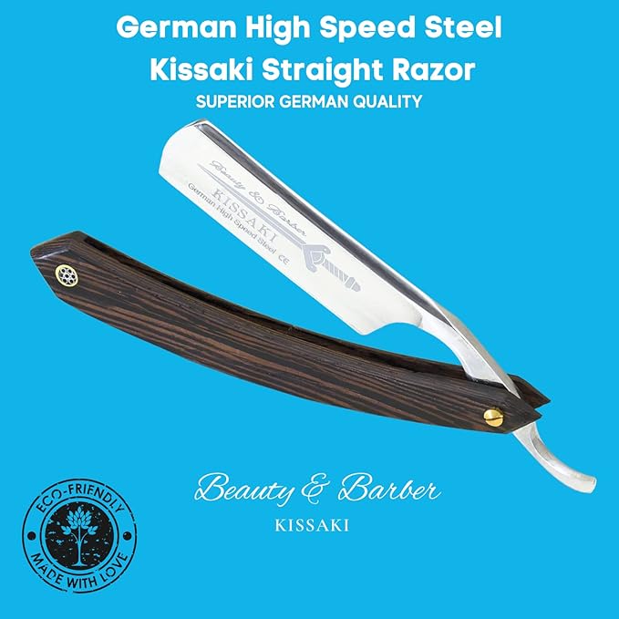 Straight Razor SHAVE READY-Shaving Knife Sharp Steel Cutthroat Straight Edge Blade Vintage Wenge Wood Handle Classic Barber Approved