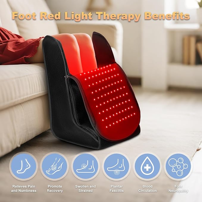 Red Light Therapy Device for Feet Knees Ankles &amp Legs – 2026 Upgraded 4 Therapy Modes 5 Intensity Levels 10–90 Min Timer Red &amp Infrared Light Therapy for Home &amp Travel Use (13.8 × 11