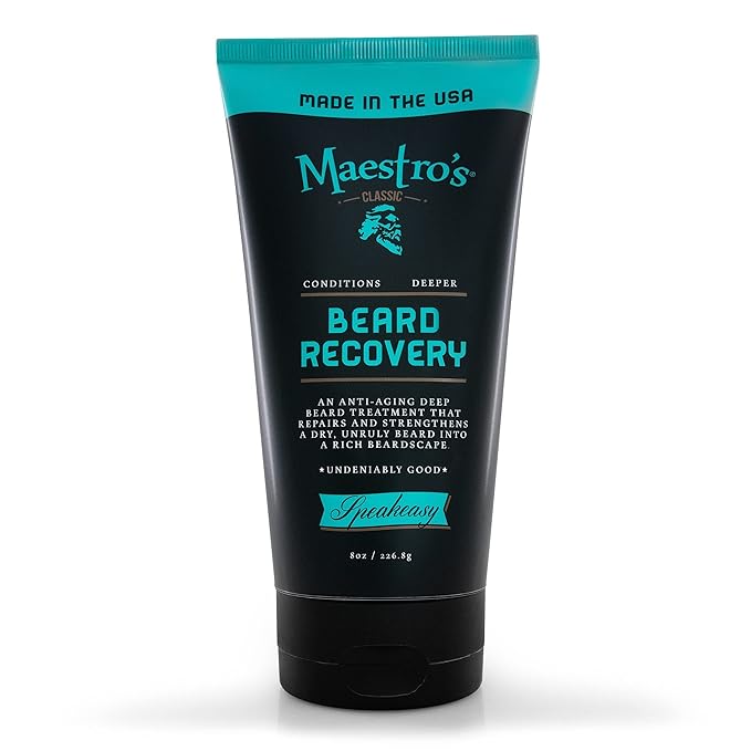 Maestro's Classic Beard Recovery Tube – Mark of a Man Blend | Beard Moisturizer for All Hair Types | Hydrating Soothing &amp Softening Beard Conditioner for Men 8 Ounce