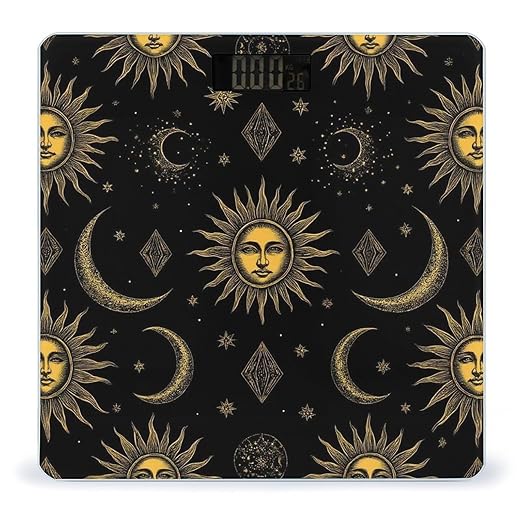 Men's Smart Scale for Body Weight Digital Bathroom Weighing Scale Automatic Switch Energy Saving Scale Sun Moon Star Gold Black