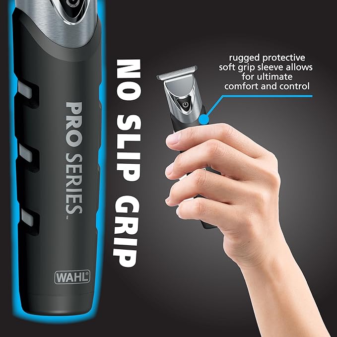 Wahl USA Pro Series Forever BladeTM Stainless Steel Cordless Rechargeable Beard Trimmer for Men with No Slip Grip &amp USB Charge – Model 3026017