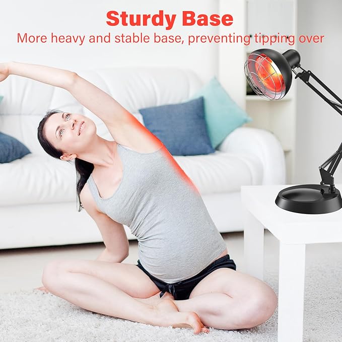 Infrared Light Heat Lamp Near Red Light Therapy for Body Muscle Joint Pain Relieve 150W Bulb with Adjustable Stand Timer