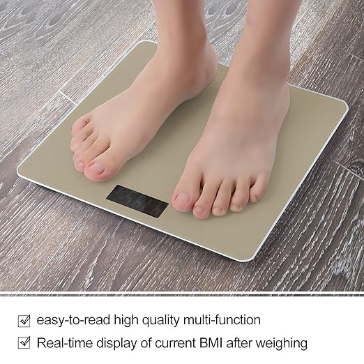Digital Bathroom Weighing Scale Energy Saving Scale Smart Scale for Body Weight Light Brown