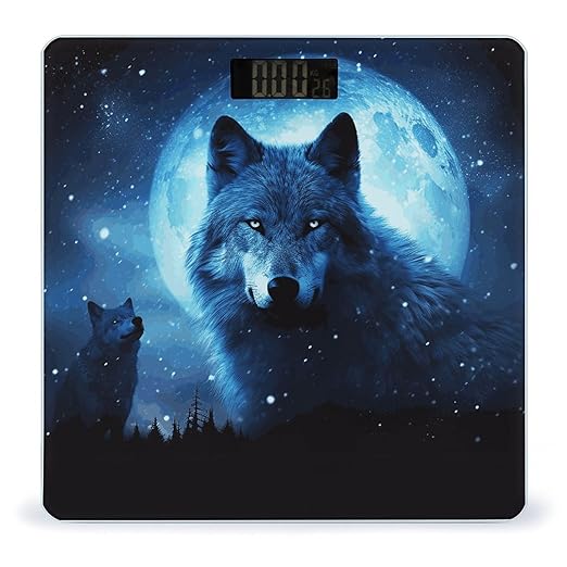 Digital Bathroom Scale for Body Weight Scale with Bright LCD Display High Accuracy Step-On Technology Auto On/Off Wolfs Digital Scales 400 Lbs /180kg