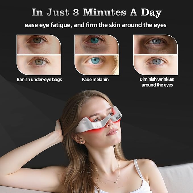 Under Eye Red Light Therapy Device Facial red Light Therapy for reducing Dark Circles and Puffiness Smoothing fine Lines Eye Massager