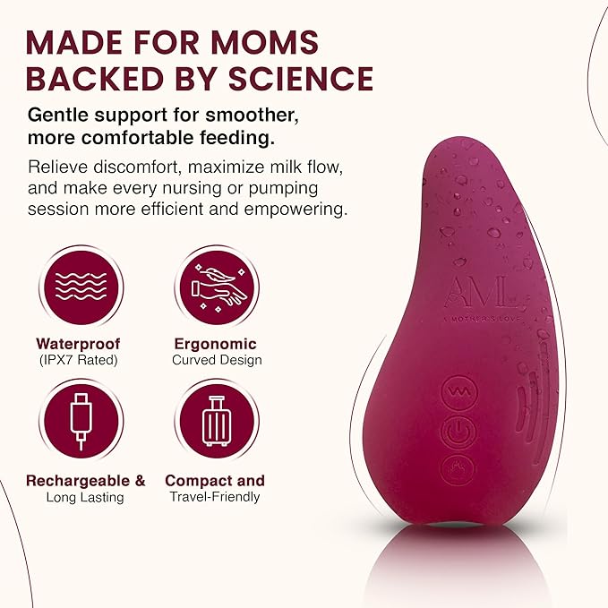 A Mother's Love AML Lactation Massager for Milk Flow Enhancement Relieve Clogged Ducts Engorgement Relief (Wine Red 2pck)