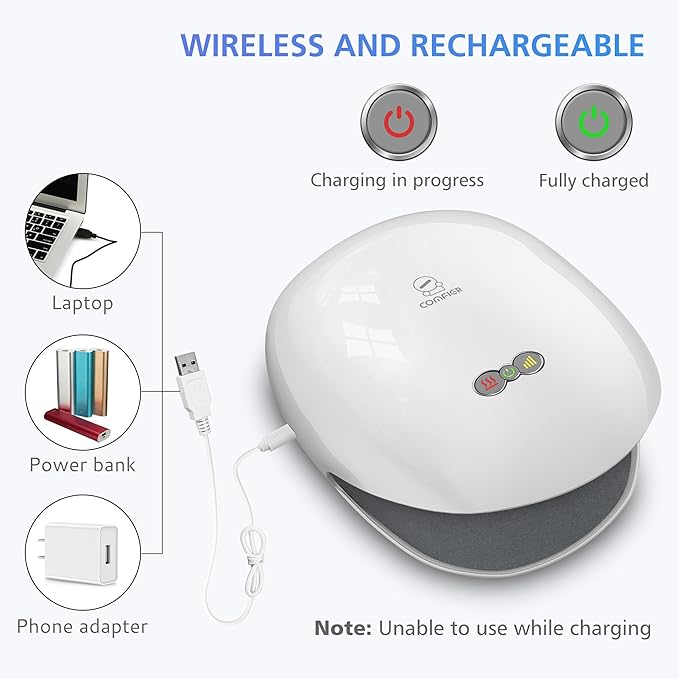 COMFIER FSA Wireless Hand Massager with Heat3 Levels Compression &amp HeatingRechargeable Hand Massager Machine for Carpal TunnelGifts for WomenMen HSA