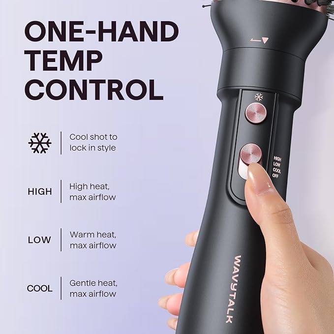 Wavytalk Hair Dryer Brush Set Air Sculpt 4-in-1 Hot Air Brush Set | Blowout Brush Styler for Salon Blowouts Volumizing and Straightening Sleek Frizz-Free for Every Hair Type Black