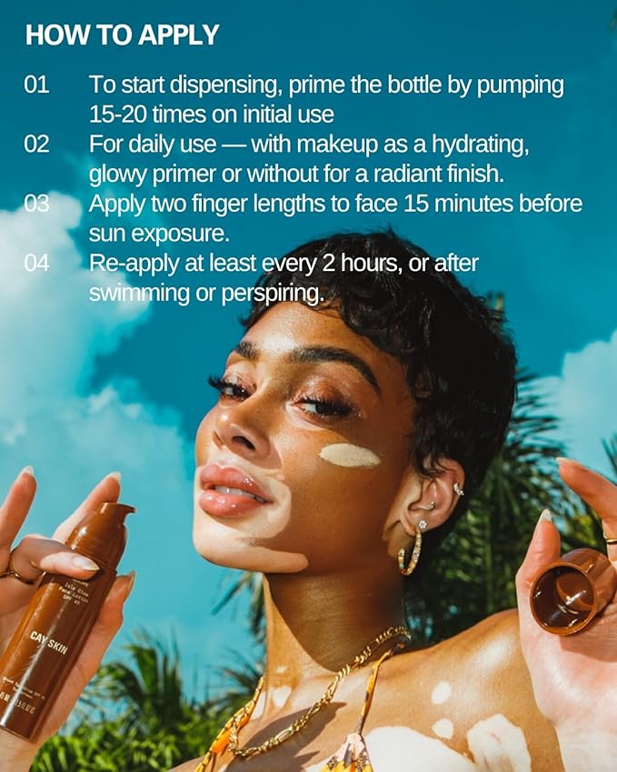 Cay Skin Isle Glow Face Moisturizer SPF 45 – Illuminating Moisturizer Broad Spectrum Sunscreen + Makeup Primer – Lightweight Pearlescent Formula with Radiant Finish for All Skin Types – 3-Pk 1.5 oz