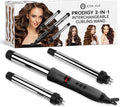JOYA MIA Prodigy 3-in-1 Interchangeable Titanium Hair Curler - Professional Salon Long-Lasting Curls Hair Curling Tools Kit Durable and Easy-to-Use for Various Curl Styles Black