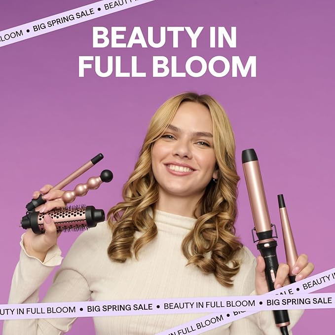 Wavytalk 5 in 1 Curling Wand Set Multi Curl Curling Wand Set with Thermal Brush and 4 Interchangeable Ceramic Curling Wand(0.5”-1.25”) Instant Heat Up Wand Curling Iron