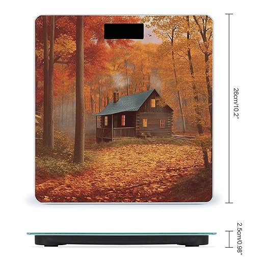 Autumn Woods Cabin Bathroom Scale for Body Weight LCD Display Digital Bathroom Scale Tempered Glass Bathroom Weight Scales Fashion Smart Scales for Home Bedroom 400 Lb