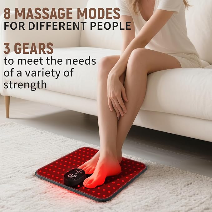Red Light Therapy for Feet Cordless Infrared Light Therapy Foot Mat 8 Modes Red Light Therapy Pad for Feet with 660nm Red &amp 850nm Near Infrared LEDs Heat &amp Timer