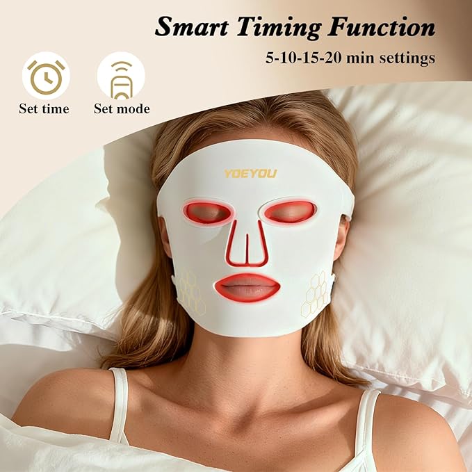 Red Light Therapy for Face 850nm Near Infrared LED Face Mask 4 Light Modes Portable Rechargeable Red Light Therapy Mask Skincare Device for Facial Rejuvenation