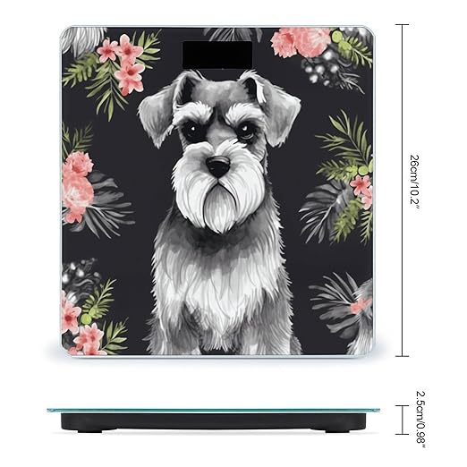 Schnauzer Bathroom Scale Rounded Smart Scale for Body Weight Automatic Power On/Off Weight Scales Accurate Bathroom Digital Scales for Pet Home Bedroom Kitchen