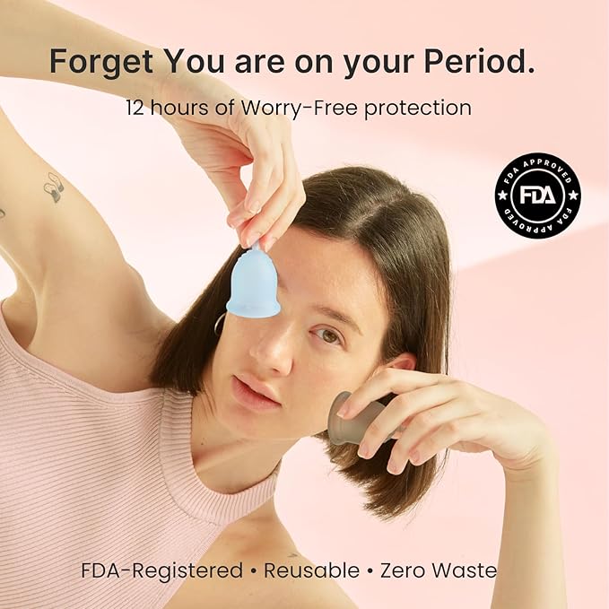 Lena Menstrual Cup Original - Soft Medical-Grade Silicone Period Cups for Women Heavy Flow Reusable and Comfortable 12-Hour Leak-Free Protection Beginner-Friendly Feminine Care - Large Turquoise