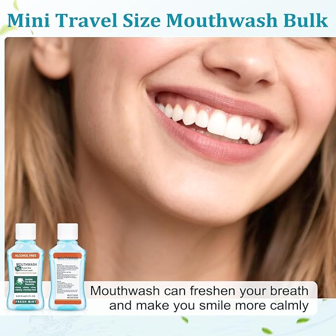 Mini Mouthwash Travel Size Bulk Pack of 50Portable Mint Mini Mouthwash Bulk 35ml/1.2 Fl Oz Individual Small Mouth Wash for TravelHotelOfficeToiletry Kits