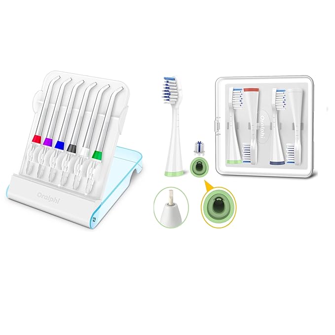 6pcs Classic Jet Tips and 4pcs Toothbrush Replacement Heads for Warterpik