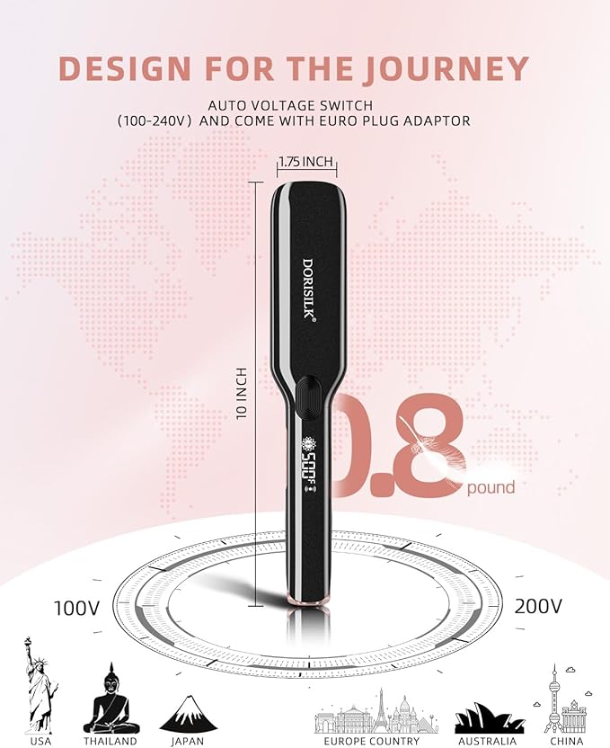 DORISILK 500 Degree High Temp Professional Hair Straightenr  Ceramic Wide Flat Iron 2 in 1 Hair Straightener and CurlerPlasma Flat Iron Get Frizz-Free and Shiny