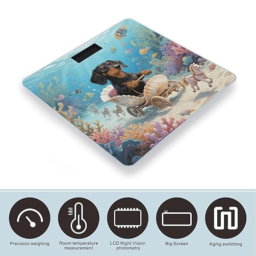 Dachshund in Shell Weight Scale Cute Bathroom Scale for Body Highly Accurate Digital Weighing Machine for People Compact LCD Display Scales with Sturdy Toughened Glass Scales
