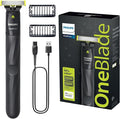 Philips OneBlade Trimmer &amp Shaver Trim &amp Shave Any Length with Extra Skin Protection Dual-Sided Blade Waterproof Body Electric Razor USB Charging 2 Stubble Combs Included