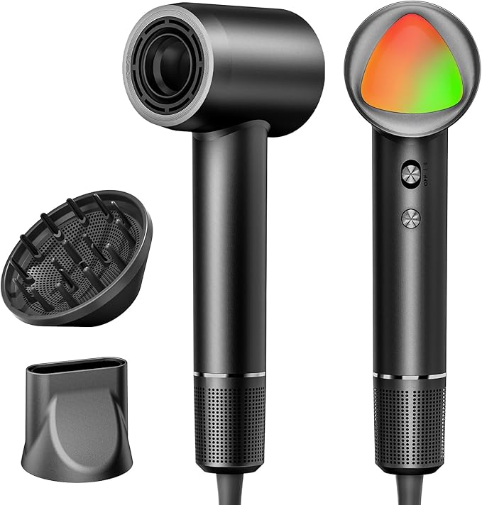 Hair Dryer 160000 RPM Portable Professional Ionic Hair Dryer with 500 Million Negative Ions Fast-Drying Low Noise with Diffuser &amp Nozzle Lightweight for Home and Travel-Black