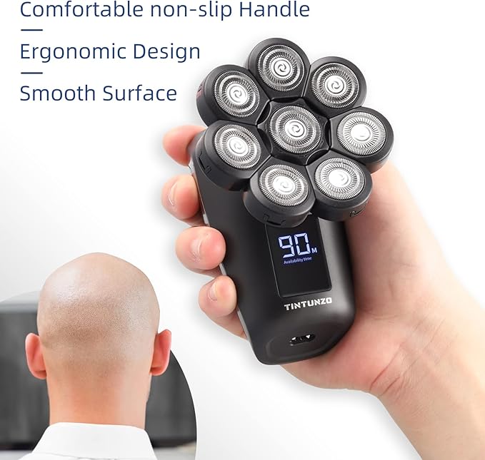 Head Shaver 8D - Electric Razor for Bald Men With Wet and Dry - Cordless Rechargeable Ergonomic Design - Multifunctional