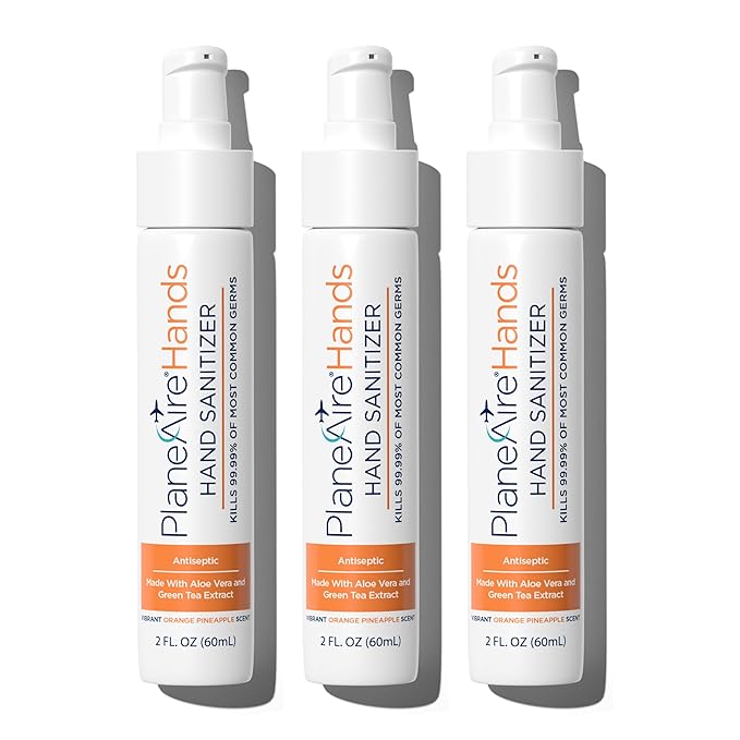 Orange Pineapple Gel Hand Sanitizer | Soothing Moisturizing Hydrating | Tropical Scent | Essential Oils Green Tea Extract Aloe and Vegan Glycerin | TSA-Approved Travel Essential | 3-pack