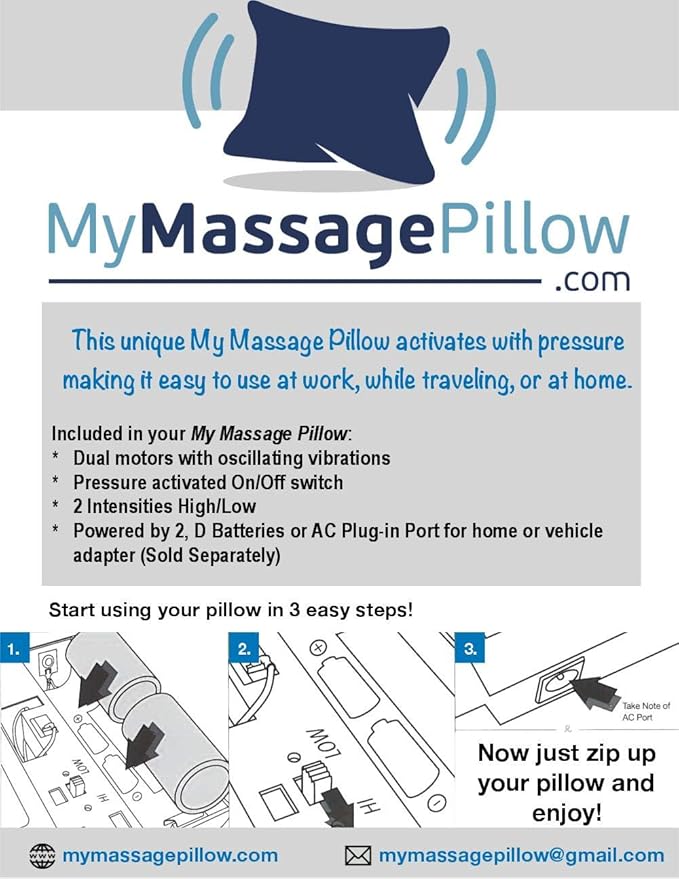 MyMassagePillow- Pressure Activated Massage Pillow for Back Neck Feet &amp More - Stylish Neck and Back Massager &amp Sciatica Pillow - 13in x 13in - Machine Washable Cover (Owl)