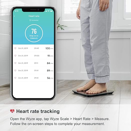 Wyze Scale for Body Weight Digital Bathroom Smart Scale for Body Fat BMI and Heart Rate 12 Body Composition Analyzer with App Bluetooth 400 lb - Dark Blue