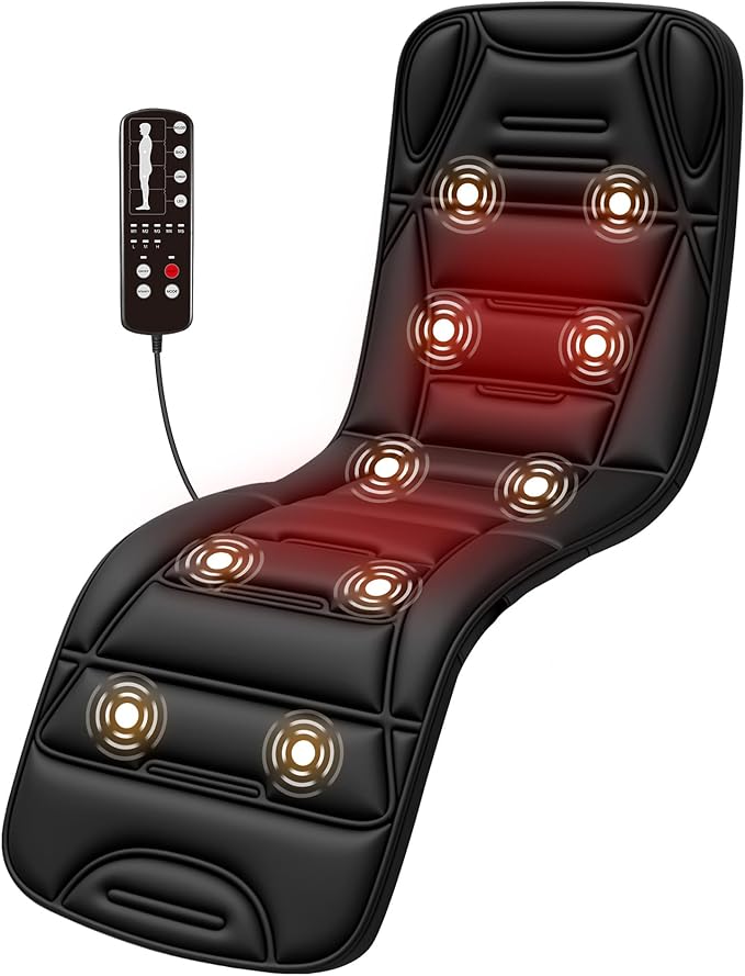 COMFIER Full Body Massage Mat Pad Heating Vibrating Massage Chair Pad with 10 Vibration Motors 5 Massage Modes and Auto Shut Off Gift for Men Women