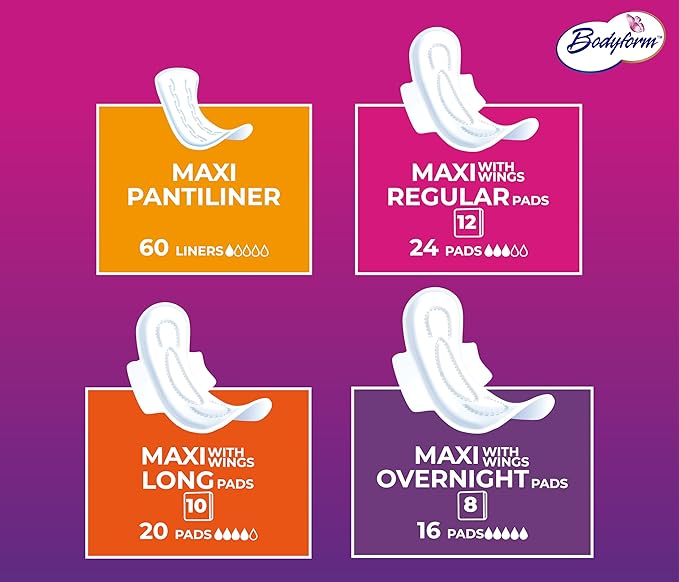 Bodyform Luxe Feminine Care Value Combo Pack Variety Pack Cushion-Soft &amp Ultra-Absorbent Daily Freshness &amp Protection (60 Count)