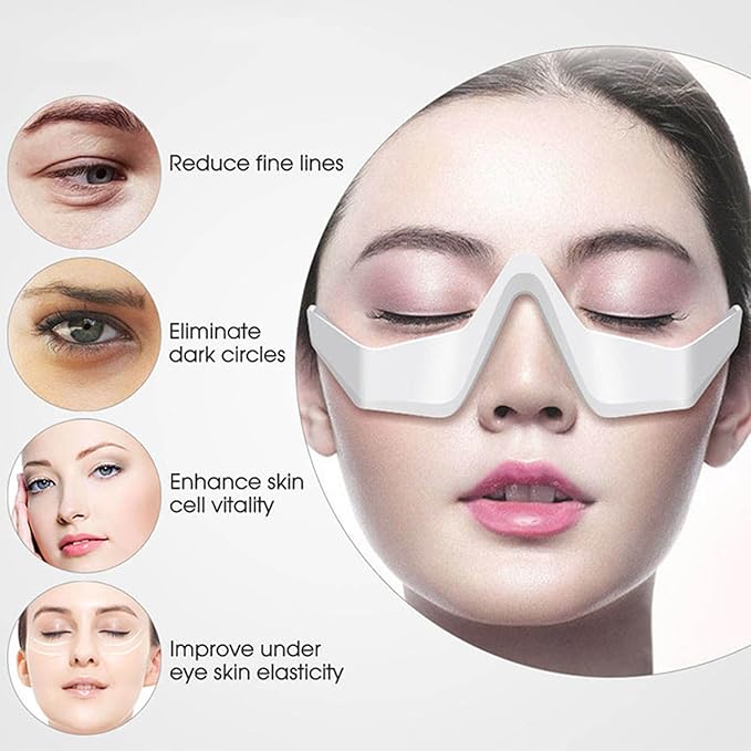 Red Light Therapy Glasses Microcurrent Eye Massager Device Red Light Eye Mask for Eye Bags Dark Circles Puffiness Wrinkles Fine Lines